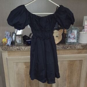 Black Ruffled Off the Shoulder Mini Dress